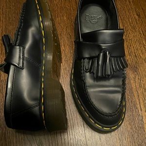DR. MARTENS ADRIAN YELLOW STITCH LEATHER TASSEL LOAFERS